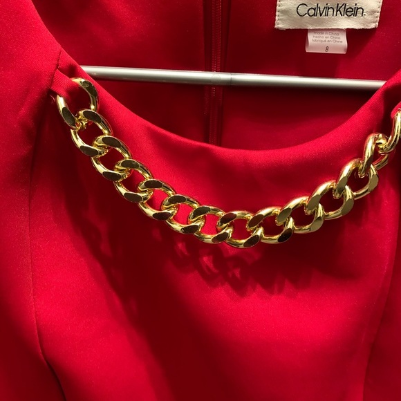 Calvin Klein Dress True Red Gold Chain - Picture 8 of 9